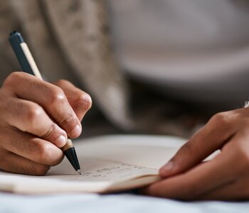 Close up of a writer's hands