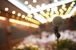 Close up of microphone in conference room